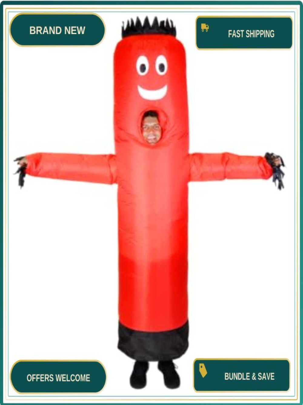Adult Inflatable Tube Man Costume Funny Halloween Wavy Arms